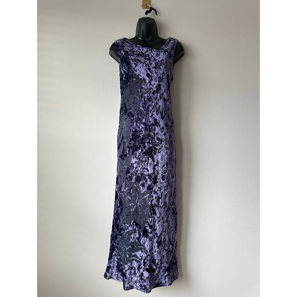 Carole Little Dresses & Skirts - Vintage 90s Dark Purple Velvet Burnout Maxi Dress Romantic Gothic Witchy Size M